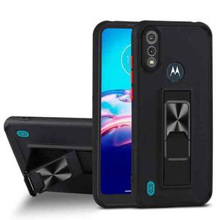 For Motorola Moto E6s (2020) Dual-color Skin Feel TPU + PC Magnetic Shockproof Case with Invisible Holder(Black)