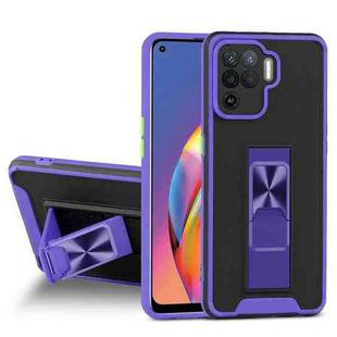 For OPPO A94 Dual-color Skin Feel TPU + PC Magnetic Shockproof Case with Invisible Holder(Purple)