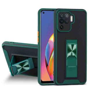 For OPPO A94 Dual-color Skin Feel TPU + PC Magnetic Shockproof Case with Invisible Holder(Dark Green)
