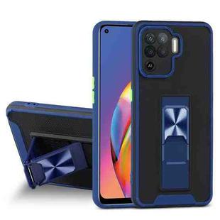 For OPPO A94 Dual-color Skin Feel TPU + PC Magnetic Shockproof Case with Invisible Holder(Blue)