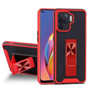 For OPPO A94 Dual-color Skin Feel TPU + PC Magnetic Shockproof Case with Invisible Holder(Red)