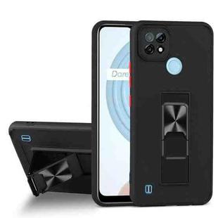 For OPPO Realme C21 Dual-color Skin Feel TPU + PC Magnetic Shockproof Case with Invisible Holder(Black)