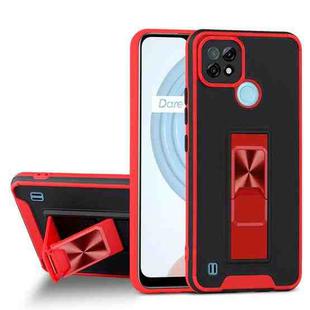 For OPPO Realme C21 Dual-color Skin Feel TPU + PC Magnetic Shockproof Case with Invisible Holder(Red)