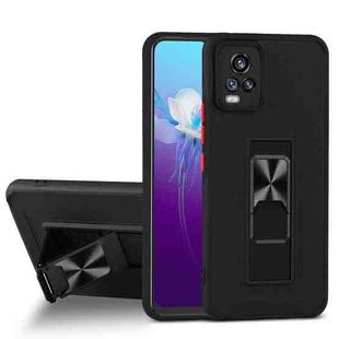 For vivo V20 Dual-color Skin Feel TPU + PC Magnetic Shockproof Case with Invisible Holder(Black)