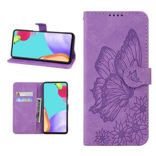 For iPhone 13 mini Retro Skin Feel Butterflies Embossing Horizontal Flip Leather Case with Holder & Card Slots & Wallet (Purple)