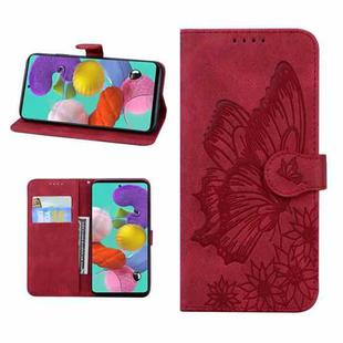 For iPhone 13 Retro Skin Feel Butterflies Embossing Horizontal Flip Leather Case with Holder & Card Slots & Wallet(Red)