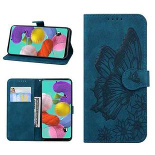 For iPhone 13 Retro Skin Feel Butterflies Embossing Horizontal Flip Leather Case with Holder & Card Slots & Wallet(Blue)