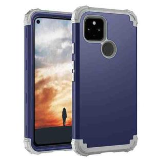 For Google Pixel 5a 3 in 1 Shockproof PC + Silicone Protective Case(Navy Blue + Grey)