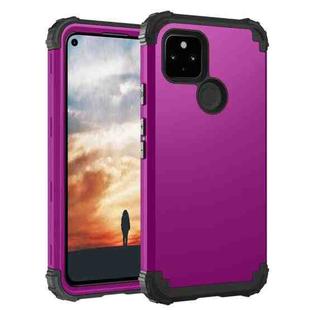 For Google Pixel 5a 3 in 1 Shockproof PC + Silicone Protective Case(Dark Purple + Black)