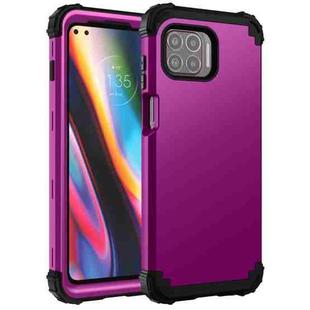 For Motorola Moto G 5G Plus 3 in 1 Shockproof PC + Silicone Protective Case(Dark Purple + Black)