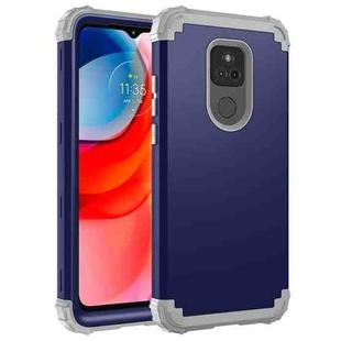 For Motorola Moto G Play 2021 3 in 1 Shockproof PC + Silicone Protective Case(Navy Blue + Grey)