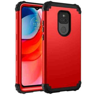 For Motorola Moto G Play 2021 3 in 1 Shockproof PC + Silicone Protective Case(Red + Black)
