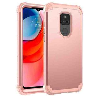 For Motorola Moto G Play 2021 3 in 1 Shockproof PC + Silicone Protective Case(Rose Gold)