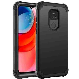 For Motorola Moto G Play 2021 3 in 1 Shockproof PC + Silicone Protective Case(Black)