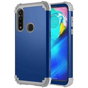 For Motorola Moto G Power 3 in 1 Shockproof PC + Silicone Protective Case(Navy Blue + Grey)