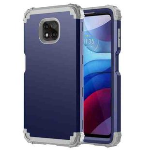 For Motorola Moto G Power 2021 3 in 1 Shockproof PC + Silicone Protective Case(Navy Blue + Grey)