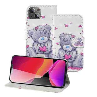 3D Painting Pattern Coloured Drawing Horizontal Flip PU Leather Case with Holder & Card Slots & Wallet For iPhone 13 mini(Love Panda)