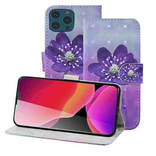 3D Painting Pattern Coloured Drawing Horizontal Flip PU Leather Case with Holder & Card Slots & Wallet For iPhone 13 Pro(Purple Flower)