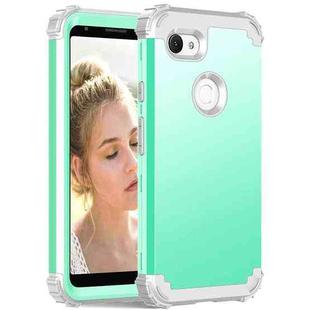 For Google Pixel 3a XL 3 in 1 Shockproof PC + Silicone Protective Case(Mint Green + Grey)