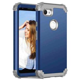 For Google Pixel 3a XL 3 in 1 Shockproof PC + Silicone Protective Case(Navy Blue + Grey)