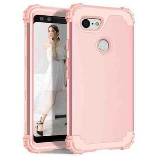 For Google Pixel 3 3 in 1 Shockproof PC + Silicone Protective Case(Rose Gold)