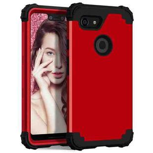 For Google Pixel 3 XL 3 in 1 Shockproof PC + Silicone Protective Case(Red + Black)