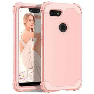 For Google Pixel 3 XL 3 in 1 Shockproof PC + Silicone Protective Case(Rose Gold)