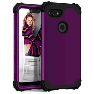 For Google Pixel 3 XL 3 in 1 Shockproof PC + Silicone Protective Case(Dark Purple + Black)