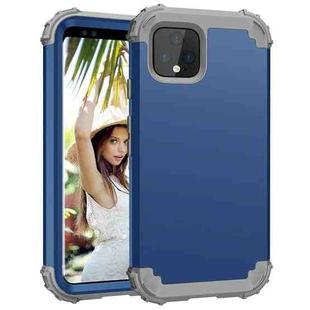 For Google Pixel 4 3 in 1 Shockproof PC + Silicone Protective Case(Navy Blue + Grey)