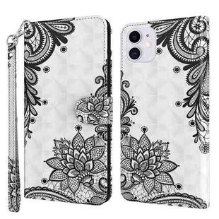 For iPhone 13 3D Painting Pattern Horizontal Flip TPU + PU Leather Case with Holder & Card Slots & Wallet(Diagonal Black Flower)