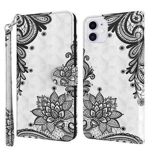 For iPhone 13 Pro 3D Painting Pattern Horizontal Flip TPU + PU Leather Case with Holder & Card Slots & Wallet (Diagonal Black Flower)