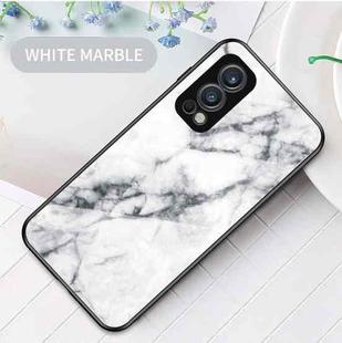 For OnePlus Nord 2 5G Marble Pattern Glass + TPU Protective Case(White)