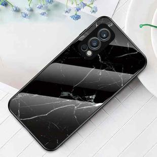 For OnePlus Nord 2 5G Marble Pattern Glass + TPU Protective Case(Black)