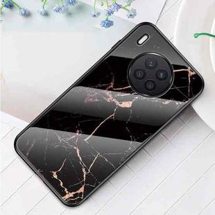 For Huawei Nova 8i Marble Pattern Glass + TPU Protective Case(Golden Black)