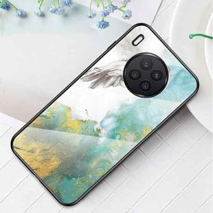 For Huawei Nova 8i Marble Pattern Glass + TPU Protective Case(Flying Pigeon)