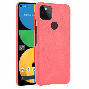 For Google Pixel 5a 5G Shockproof Crocodile Texture PC + PU Case(Red)