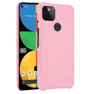 For Google Pixel 5a 5G Shockproof Crocodile Texture PC + PU Case(Pink)