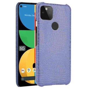 For Google Pixel 5a 5G Shockproof Crocodile Texture PC + PU Case(Blue)