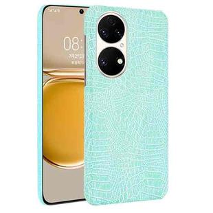 For Huawei P50 Shockproof Crocodile Texture PC + PU Case(Light Green)