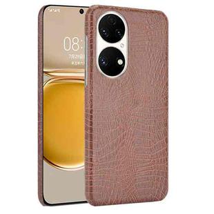 For Huawei P50 Shockproof Crocodile Texture PC + PU Case(Brown)