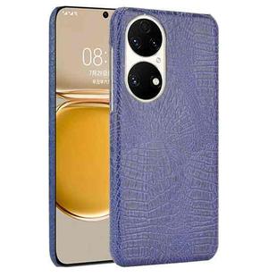 For Huawei P50 Shockproof Crocodile Texture PC + PU Case(Blue)