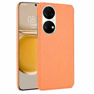 For Huawei P50 Shockproof Crocodile Texture PC + PU Case(Orange)