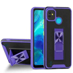 For Tecno Pop 5 Dual-color Skin Feel TPU + PC Magnetic Shockproof Case with Invisible Holder(Purple)