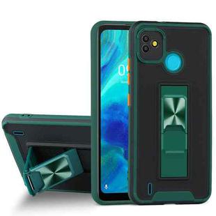 For Tecno Pop 5 Dual-color Skin Feel TPU + PC Magnetic Shockproof Case with Invisible Holder(Dark Green)