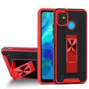 For Tecno Pop 5 Dual-color Skin Feel TPU + PC Magnetic Shockproof Case with Invisible Holder(Red)