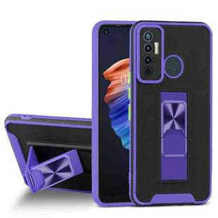 For Tecno Camon 17 Dual-color Skin Feel TPU + PC Magnetic Shockproof Case with Invisible Holder(Purple)