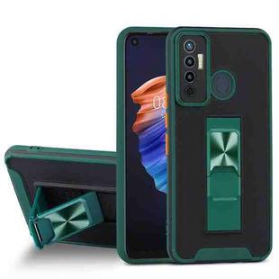 For Tecno Camon 17 Dual-color Skin Feel TPU + PC Magnetic Shockproof Case with Invisible Holder(Dark Green)