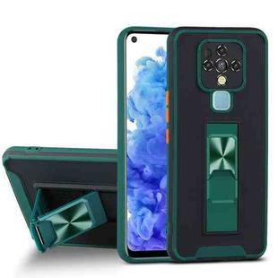 For Tecno Camon 16 Dual-color Skin Feel TPU + PC Magnetic Shockproof Case with Invisible Holder(Dark Green)