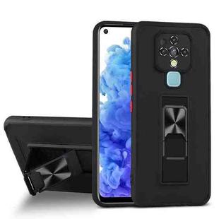 For Tecno Camon 16 Dual-color Skin Feel TPU + PC Magnetic Shockproof Case with Invisible Holder(Black)