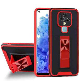 For Tecno Camon 16 Dual-color Skin Feel TPU + PC Magnetic Shockproof Case with Invisible Holder(Red)